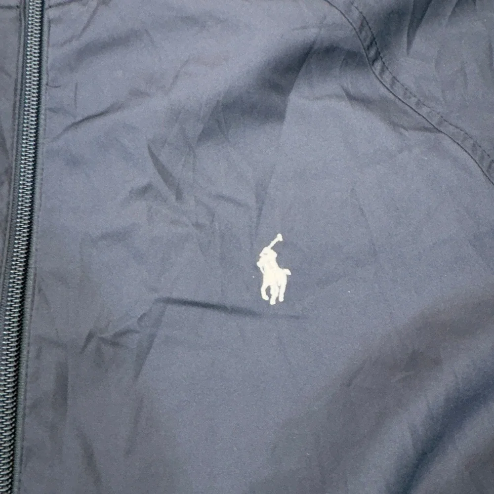 Polo Ralph Lauren Track Jacket Mens Medium Navy Blue Red Full Zip Windbreaker